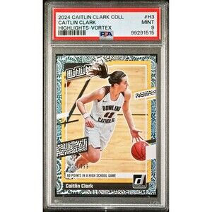 Caitlin Clark 2024 Panini Donruss Highlights Vortex #H3 005/399 Card PSA 9 Mint